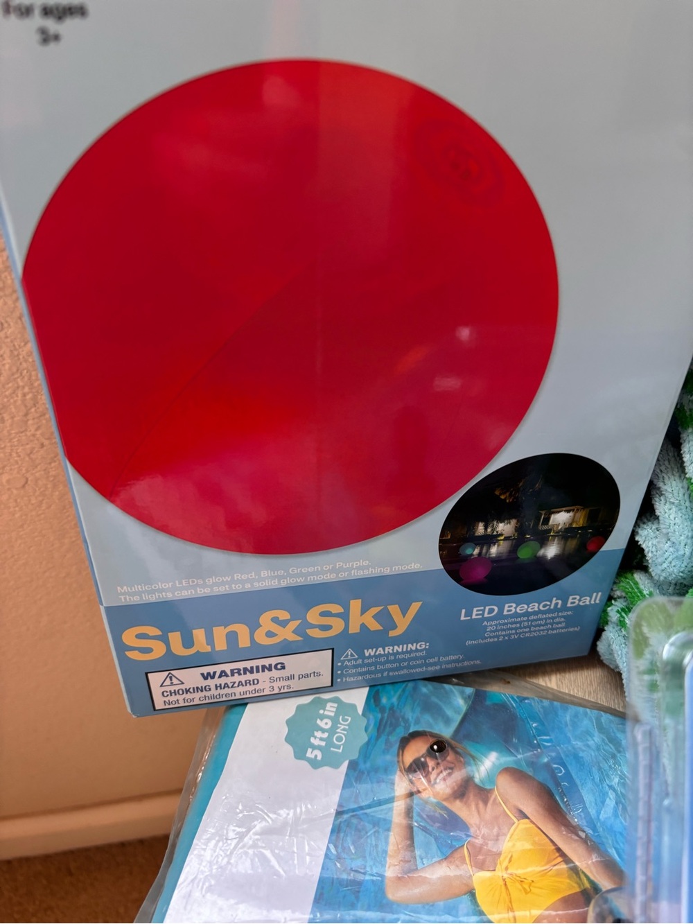 Summer Fun Bundle  Adult Swim Mask, Float Matt, LED Pool Ball - Picture 3 of 7